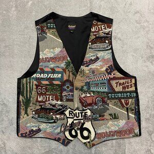 Mens Size XL Route 66 Vest Car Show Cruise Night Auto Motorcycle Biker Casual US